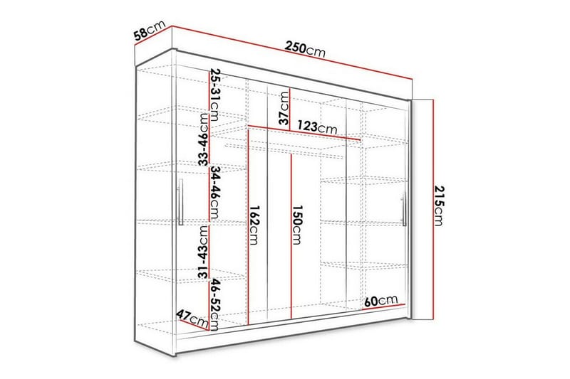 Barnskåp Glenmore 250x215 cm - Brun - Möbler - Barnmöbler - Förvaring barnrum - Skåp barnrum