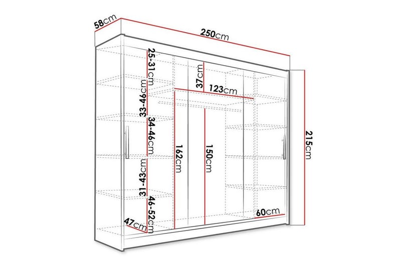 Barnskåp Glenmore 250x215 cm - Svart - Möbler - Barnmöbler - Förvaring barnrum - Skåp barnrum