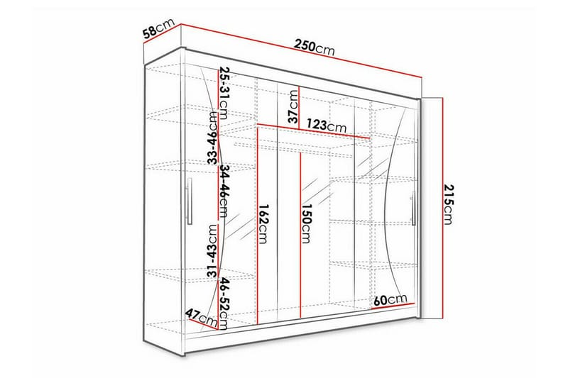 Barnskåp Glenmore 250x215 cm - Svart - Möbler - Barnmöbler - Förvaring barnrum - Skåp barnrum