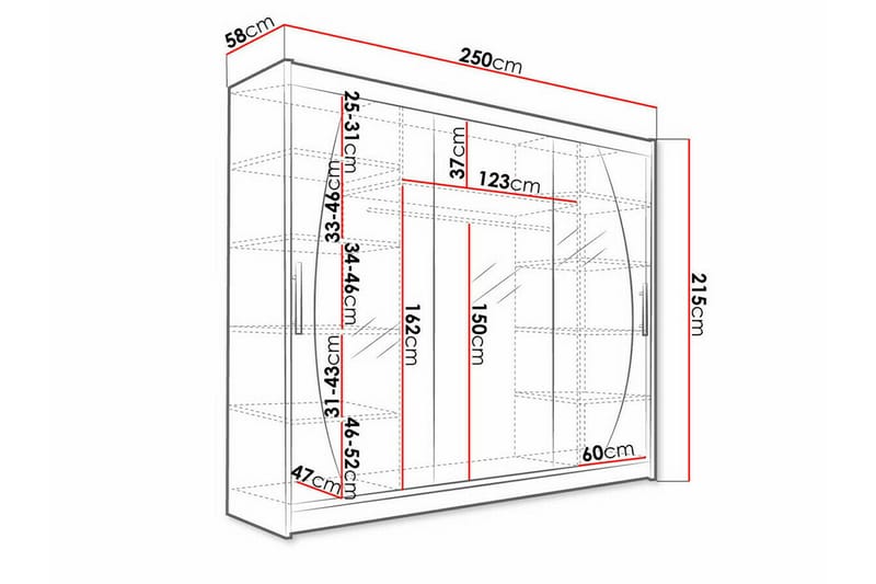 Barnskåp Glenmore 250x215 cm - Svart - Möbler - Barnmöbler - Förvaring barnrum - Skåp barnrum