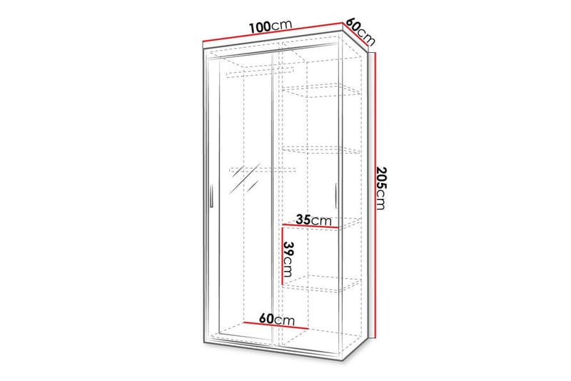 Barnskåp Midford 100x205 cm - Vit - Möbler - Barnmöbler - Förvaring barnrum - Skåp barnrum