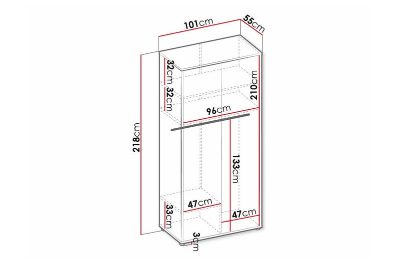 Barnskåp Rathmore 101x218 cm - Ljusgrå - Möbler - Barnmöbler - Förvaring barnrum - Skåp barnrum