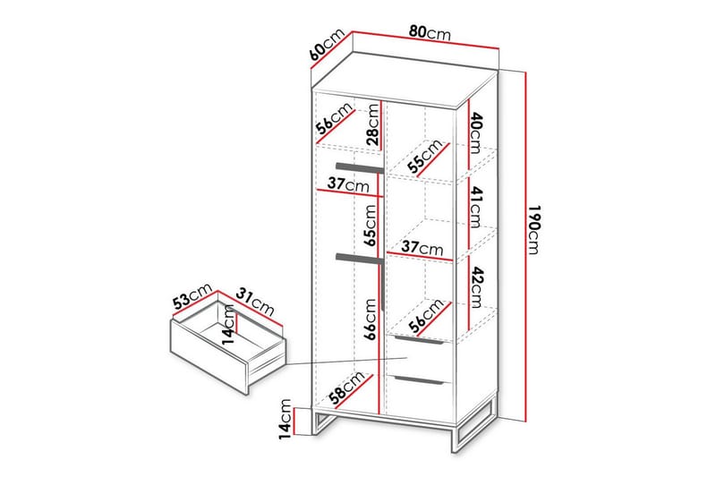 Barnskåp Staffin 80x190 cm - Vit - Möbler - Barnmöbler - Förvaring barnrum - Skåp barnrum