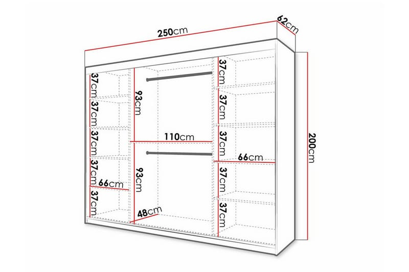 Garderob Dunvegan 250x200 cm - Svart - Möbler - Barnmöbler - Förvaring barnrum - Skåp barnrum