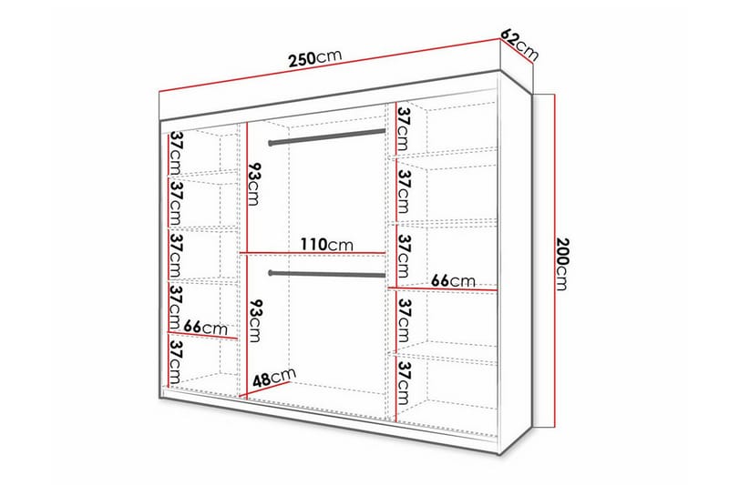 Garderob Dunvegan 250x200 cm - Svart - Möbler - Barnmöbler - Förvaring barnrum - Skåp barnrum