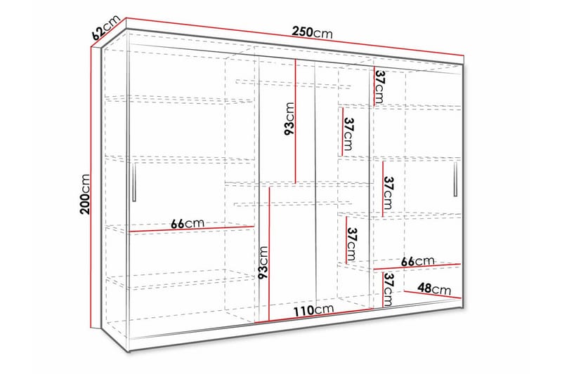 Garderob Dunvegan 250x200 cm - Svart - Möbler - Barnmöbler - Förvaring barnrum - Skåp barnrum