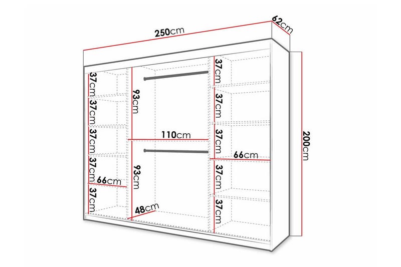 Garderob Dunvegan 250x200 cm - Vit - Möbler - Barnmöbler - Förvaring barnrum - Skåp barnrum