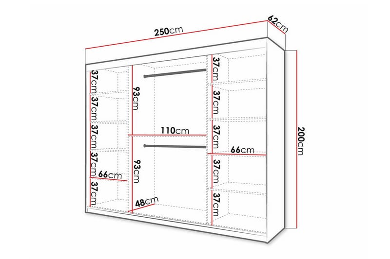 Garderob Dunvegan 250x200 cm - Vit - Möbler - Barnmöbler - Förvaring barnrum - Skåp barnrum