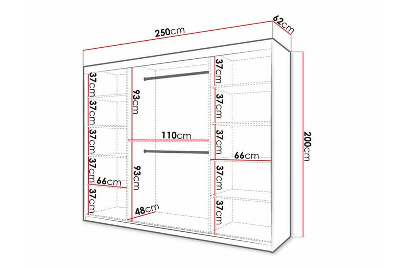 Garderob Dunvegan 250x200 cm - Vit - Möbler - Barnmöbler - Förvaring barnrum - Skåp barnrum