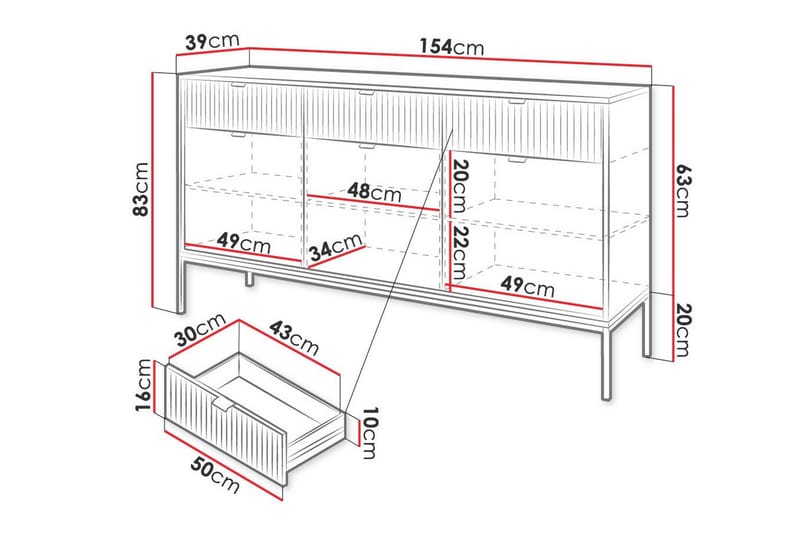 Skåp Klinkerville 154x83 cm - Vit - Möbler - Barnmöbler - Förvaring barnrum - Skåp barnrum