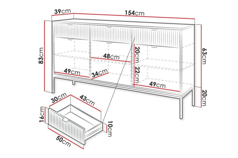 Skåp Klinkerville 154x83 cm - Vit - Möbler - Barnmöbler - Förvaring barnrum - Skåp barnrum