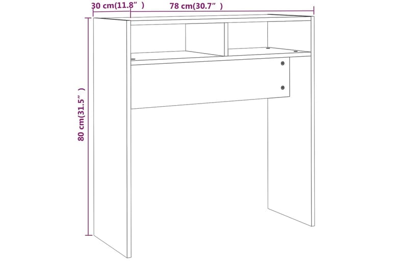 beBasic Avlastningsbord brun ek 78x30x80 cm konstruerat trä - Brown - Möbler - Bord & matgrupp - Avlastningsbord & sidobord - Konsolbord & hallbord