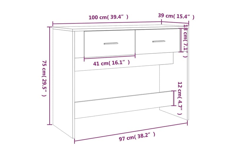 beBasic Avlastningsbord grå sonoma 100x39x75 cm konstruerat trä - Grey - Möbler - Bord & matgrupp - Avlastningsbord & sidobord - Konsolbord & hallbord