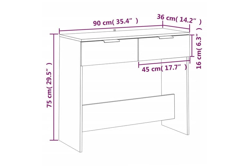 beBasic Avlastningsbord grå sonoma 90x36x75 cm konstruerat trä - Grey - Konsolbord & hallbord - Avlastningsbord & sidobord - Hallförvaring