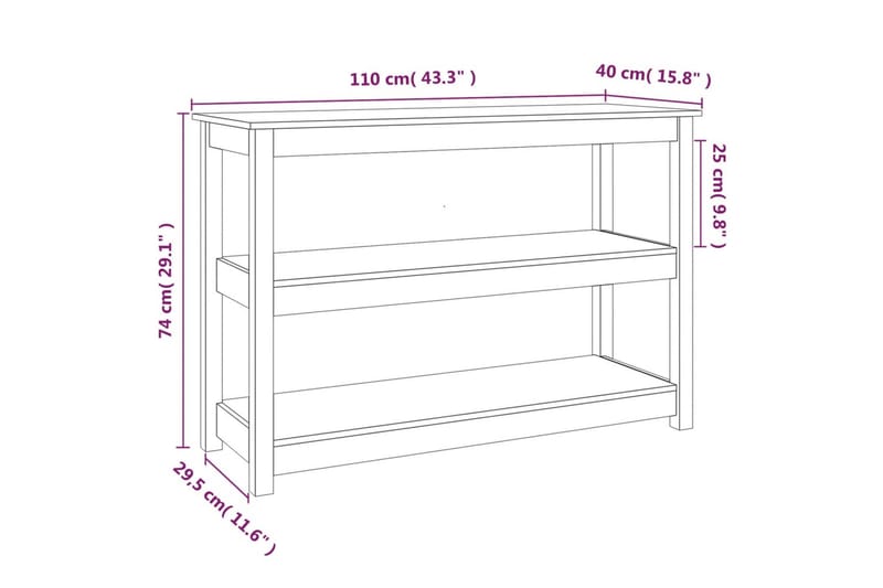 beBasic Konsolbord 110x40x74 cm massiv furu - Brown - Möbler - Bord & matgrupp - Avlastningsbord & sidobord - Konsolbord & hallbord