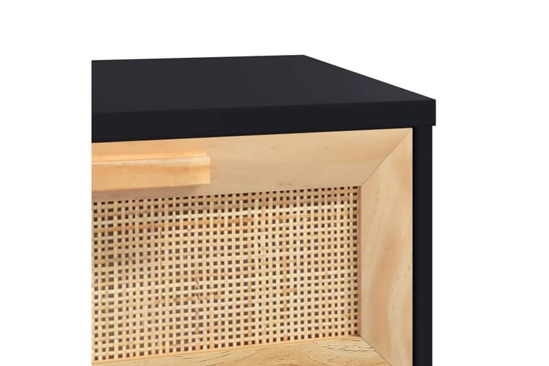 beBasic Konsolbord svart 80x30x75 cm massiv furu och naturlig rotting - Black - Konsolbord & hallbord - Avlastningsbord & sidobord - Hallförvaring