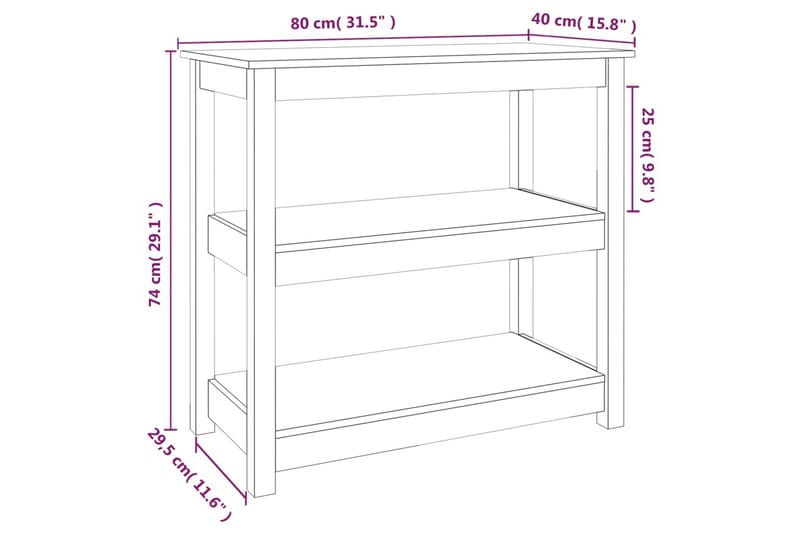 beBasic Konsolbord svart 80x40x74 cm massiv furu - Black - Möbler - Bord & matgrupp - Avlastningsbord & sidobord - Konsolbord & hallbord