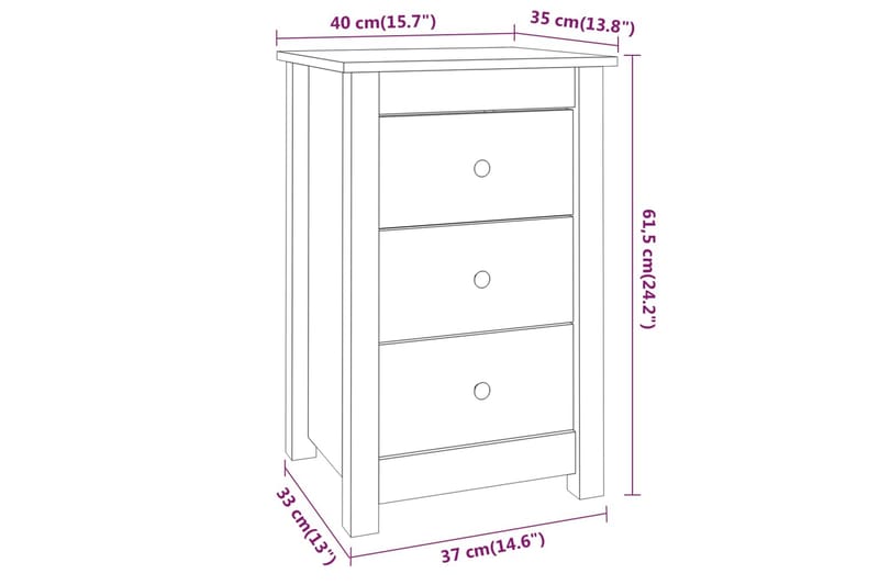 beBasic Sängbord 2 st 40x35x61,5 cm massiv furu - Brown - Möbler - Bord & matgrupp - Avlastningsbord & sidobord - Sängbord & nattduksbord