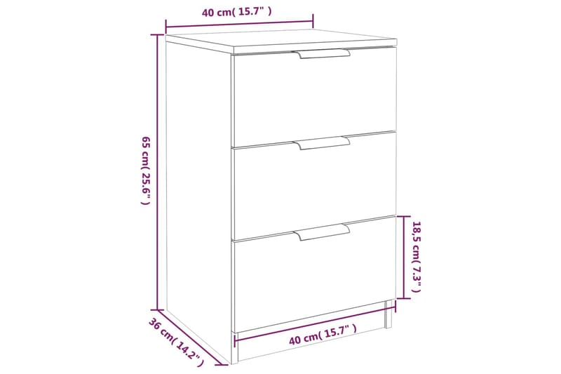 beBasic Sängbord 2 st brun ek 40x36x65 cm - Brown - Möbler - Bord & matgrupp - Avlastningsbord & sidobord - Sängbord & nattduksbord