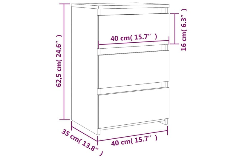 beBasic Sängbord 2 st grå sonoma 40x35x62,5 cm konstruerat trä - Grey - Möbler - Bord & matgrupp - Avlastningsbord & sidobord - Sängbord & nattduksbord