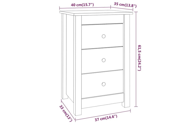 beBasic Sängbord 40x35x61,5 cm massiv furu - Brown - Möbler - Bord & matgrupp - Avlastningsbord & sidobord - Sängbord & nattduksbord