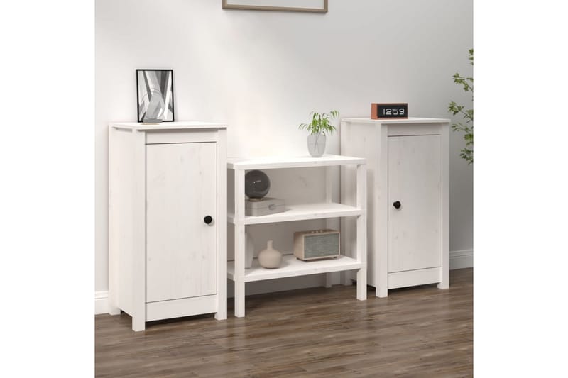 beBasic Skåp 2 st 40x35x80 cm massiv furu - White - Möbler - Bord & matgrupp - Avlastningsbord & sidobord - Brickbord & småbord