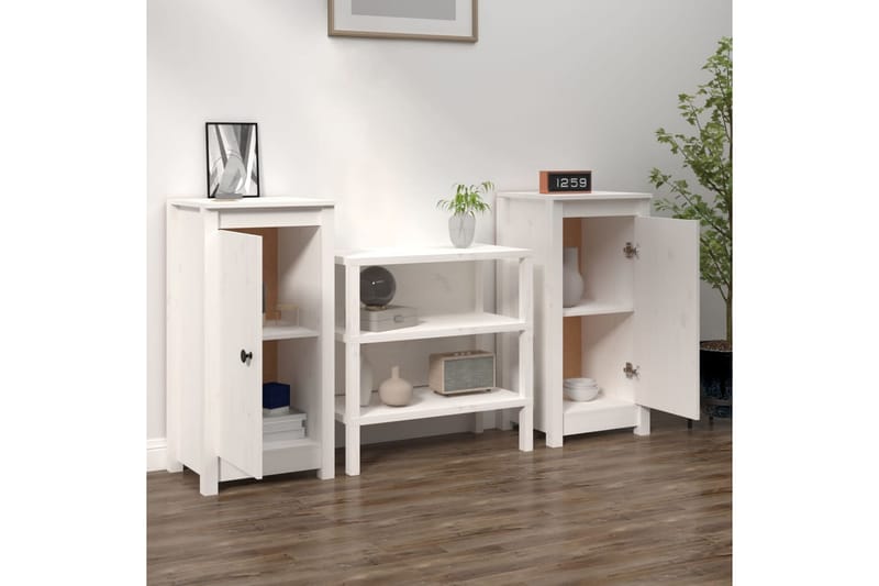 beBasic Skåp 2 st 40x35x80 cm massiv furu - White - Möbler - Bord & matgrupp - Avlastningsbord & sidobord - Brickbord & småbord