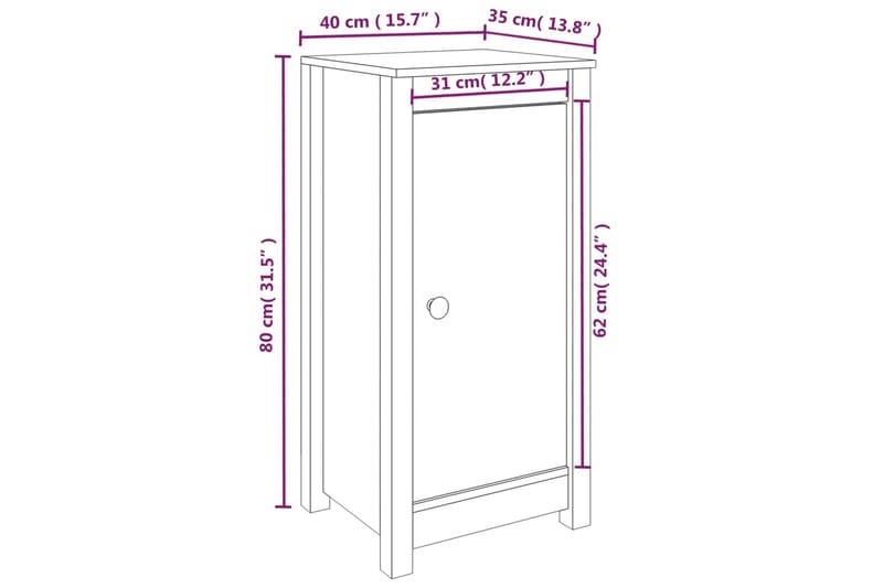 beBasic Skåp 2 st 40x35x80 cm massiv furu - White - Möbler - Bord & matgrupp - Avlastningsbord & sidobord - Brickbord & småbord