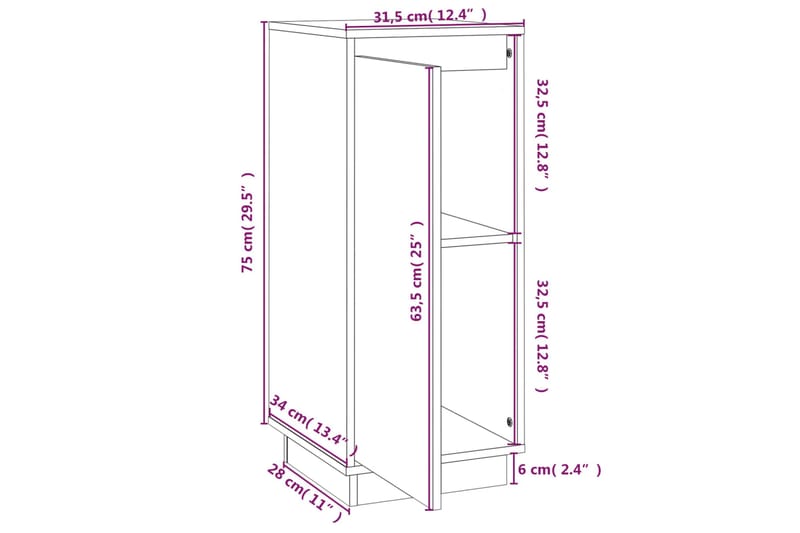 beBasic Skåp 2 st vit 31,5x34x75 cm massiv furu - White - Möbler - Bord & matgrupp - Avlastningsbord & sidobord - Brickbord & småbord