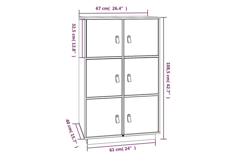 beBasic Skåp 67x40x108,5 cm massiv furu - Brown - Möbler - Bord & matgrupp - Avlastningsbord & sidobord - Brickbord & småbord