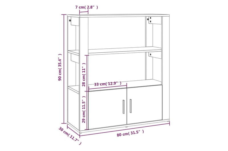 beBasic Skåp betonggrå 80x30x90 cm konstruerat trä - Grey - Lampbord & sidobord - Brickbord & småbord