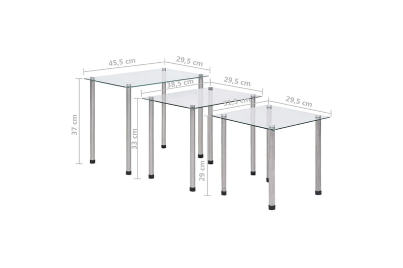 Satsbord 3 st genomskinlig härdat glas - Transparent - Möbler - Bord & matgrupp - Avlastningsbord & sidobord - Brickbord & småbord