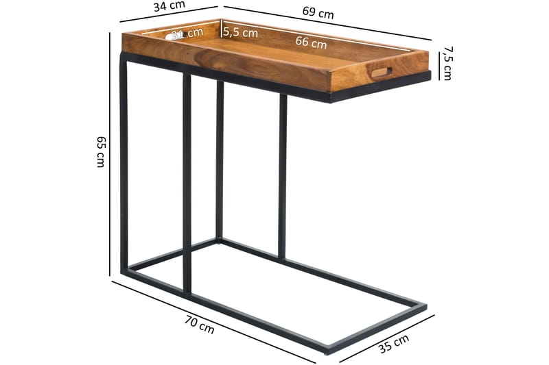 Sidobord Hatman 69 cm - Trä|natur - Möbler - Bord & matgrupp - Avlastningsbord & sidobord - Brickbord & småbord