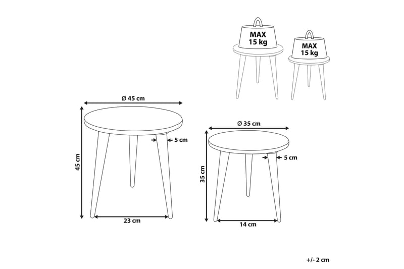 Filbert Satsbord 45 cm - Ljust tr�ä/Vit - Möbler - Bord & matgrupp - Avlastningsbord & sidobord - Satsbord