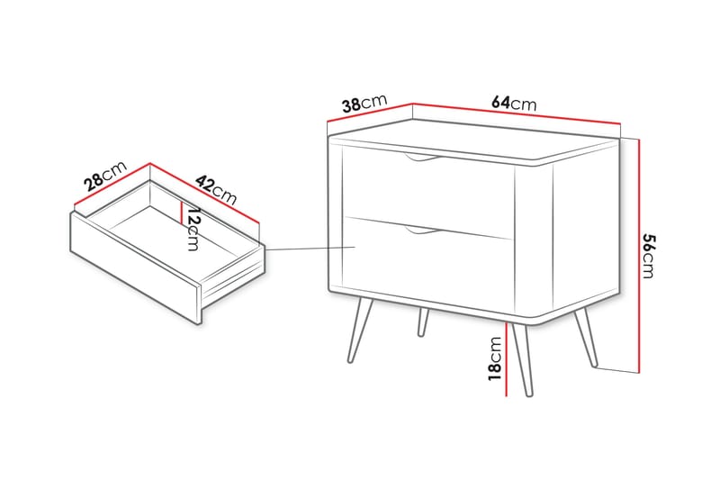 Forba Sängbord 64 cm - Beige - Möbler - Bord & matgrupp - Avlastningsbord & sidobord - Sängbord & nattduksbord