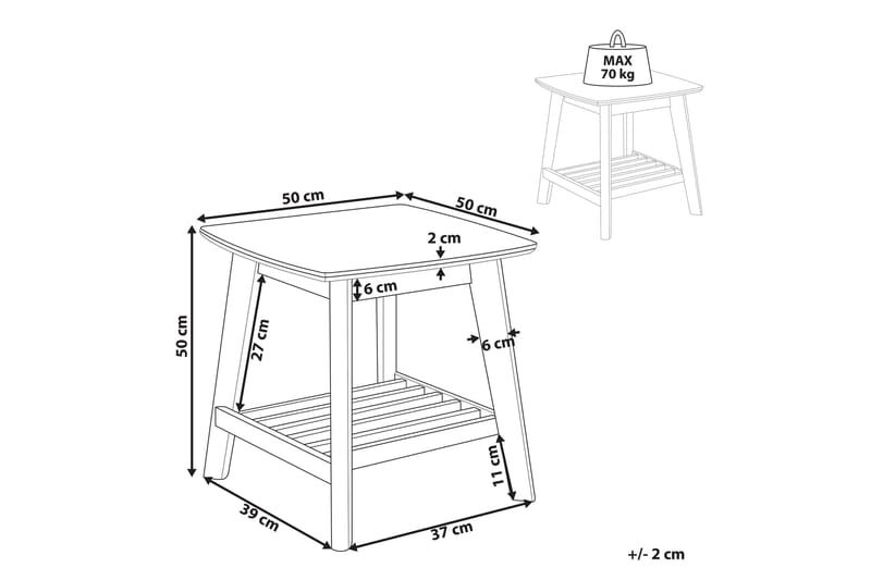 Gareth Sidobord 50 cm - Ljust trä - Möbler - Bord & matgrupp - Avlastningsbord & sidobord - Lampbord & sidobord