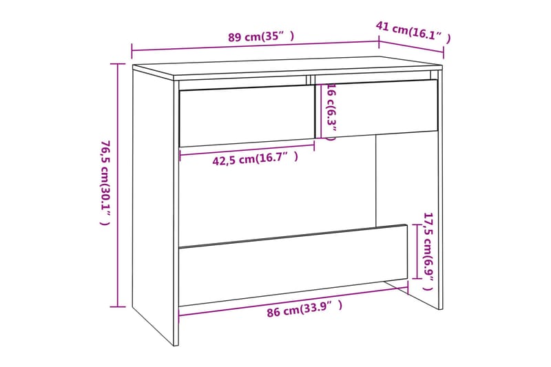 Konsolbord svart 89x41x76,5 cm stål - Svart - Möbler - Bord & matgrupp - Avlastningsbord & sidobord - Konsolbord & hallbord