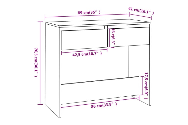 Konsolbord vit 89x41x76,5 cm stål - Vit - Möbler - Bord & matgrupp - Avlastningsbord & sidobord - Konsolbord & hallbord