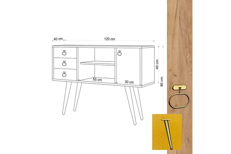 Konsollbord 120 cm - Natur/Gul - Möbler - Bord & matgrupp - Avlastningsbord & sidobord - Konsolbord & hallbord