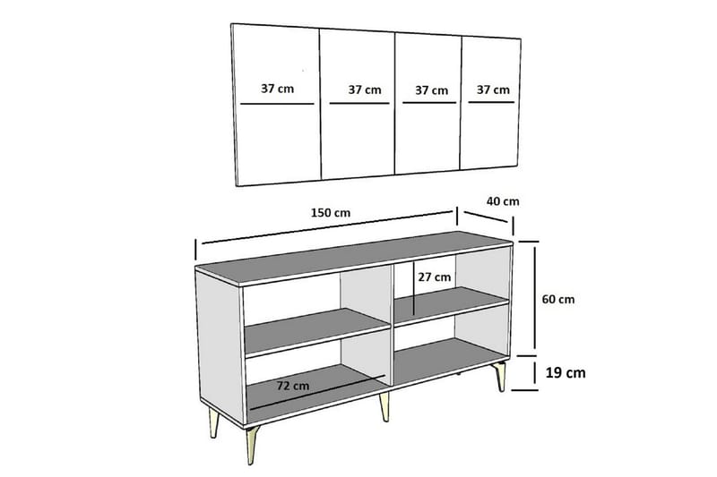 Konsollbord Asimo 150 cm - Antracit/Vit - Möbler - Bord & matgrupp - Avlastningsbord & sidobord - Konsolbord & hallbord