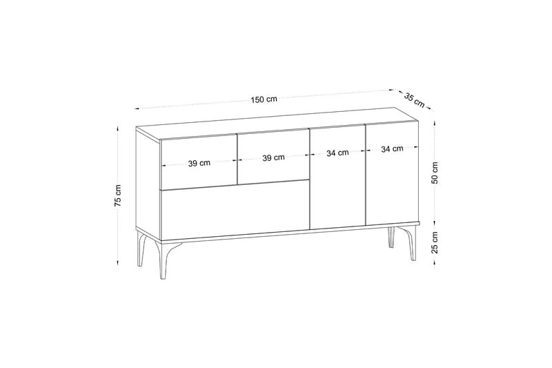 Konsollbord Glise 150 cm - Svart/Vit - Möbler - Bord & matgrupp - Avlastningsbord & sidobord - Konsolbord & hallbord