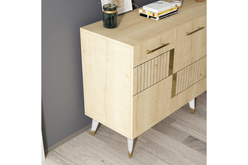 Konsollbord Moda 150 cm - Brun/Ek/Guld - Möbler - Bord & matgrupp - Avlastningsbord & sidobord - Konsolbord & hallbord