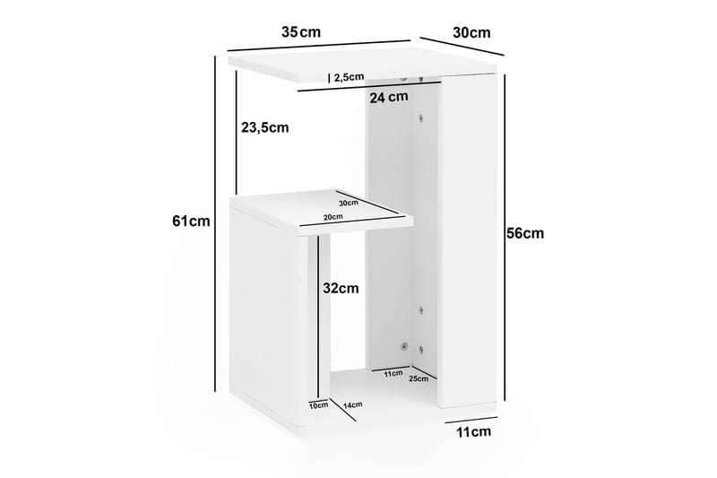 Sidobord Brittnea 35 cm - Vit - Möbler - Bord & matgrupp - Avlastningsbord & sidobord - Lampbord & sidobord