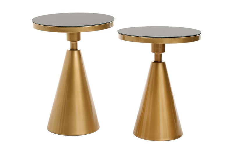 Sidobord Denisha Set Runt - Guld - Klaffbord & hopfällbart bord - Marmorbord - Lampbord & sidobord - Brickbord & småbord