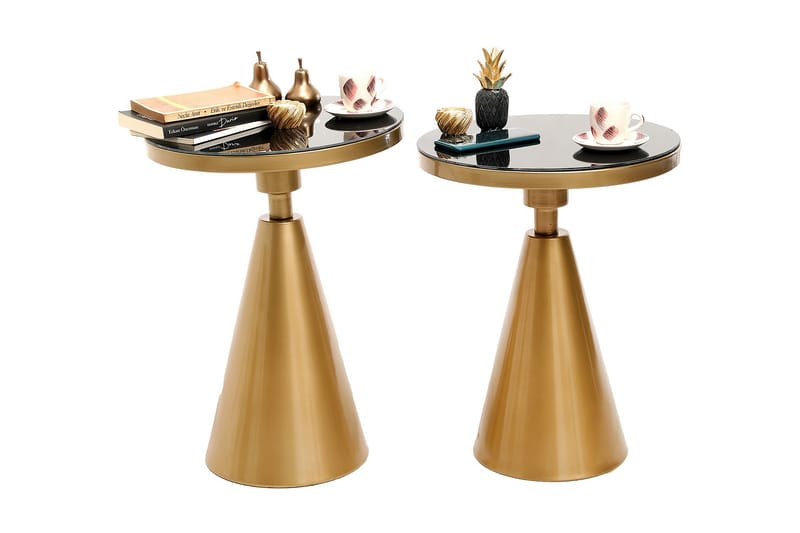 Sidobord Denisha Set Runt - Guld - Klaffbord & hopfällbart bord - Marmorbord - Lampbord & sidobord - Brickbord & småbord