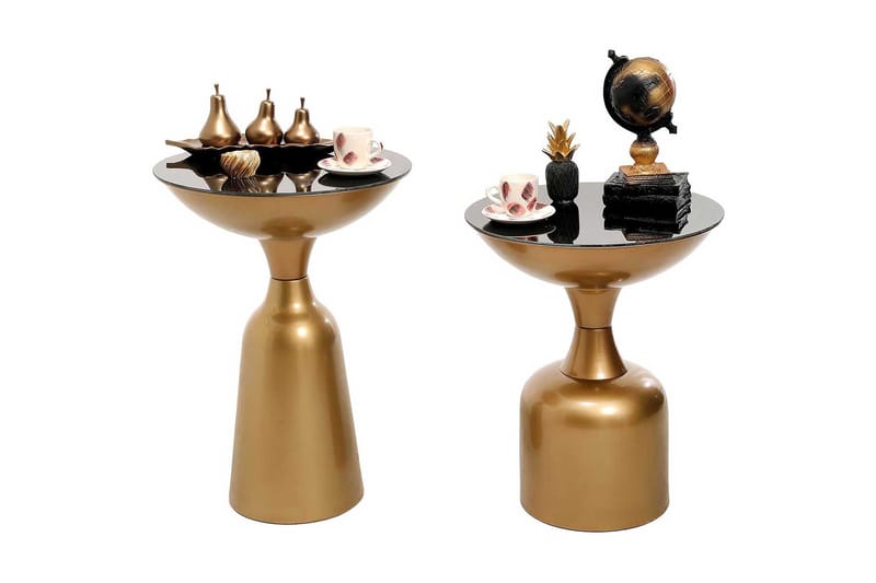 Sidobord Maner Set Runt - Guld - Klaffbord & hopfällbart bord - Marmorbord - Lampbord & sidobord - Brickbord & småbord