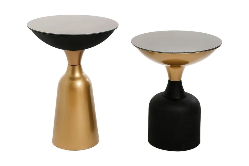Sidobord Maner Set Runt - Guld/Svart - Klaffbord & hopfällbart bord - Marmorbord - Lampbord & sidobord - Brickbord & småbord