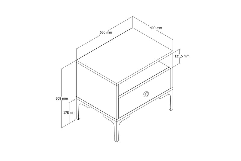 Sängbord Ameias 56x40 cm Vit - Hanah Home - Möbler - Bord & matgrupp - Avlastningsbord & sidobord - Sängbord & nattduksbord