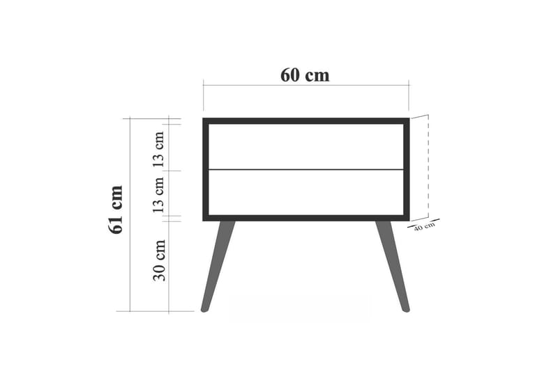 Sängbord Bertoaria 60x40 cm Brun - Hanah Home - Möbler - Bord & matgrupp - Avlastningsbord & sidobord - Sängbord & nattduksbord