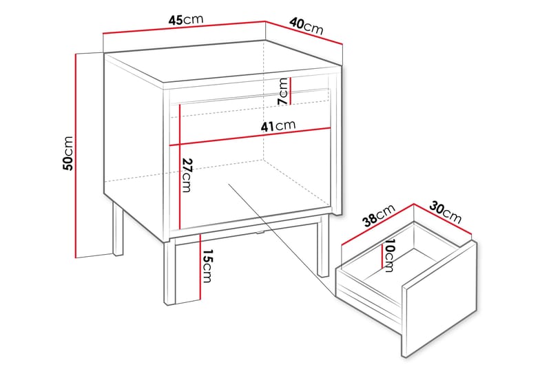 Sängbord Bjurholm 45 cm - Svart - Möbler - Bord & matgrupp - Avlastningsbord & sidobord - Sängbord & nattduksbord